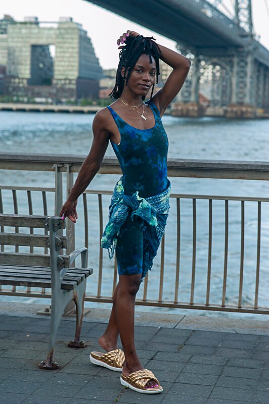 HAND DYED ROMPER, Over Dyed Blue Onesie, Size Small