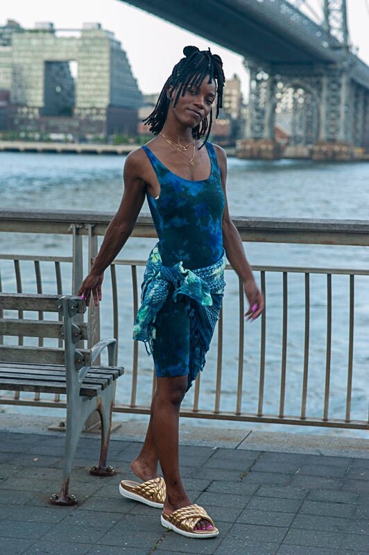 HAND DYED ROMPER, Over Dyed Blue Onesie, Size Small