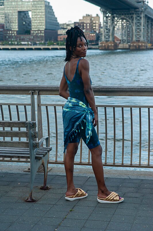 HAND DYED ROMPER, Over Dyed Blue Onesie, Size Small