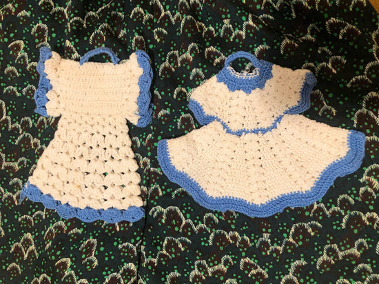 Set of 2 Crocheted Dress Ornaments
