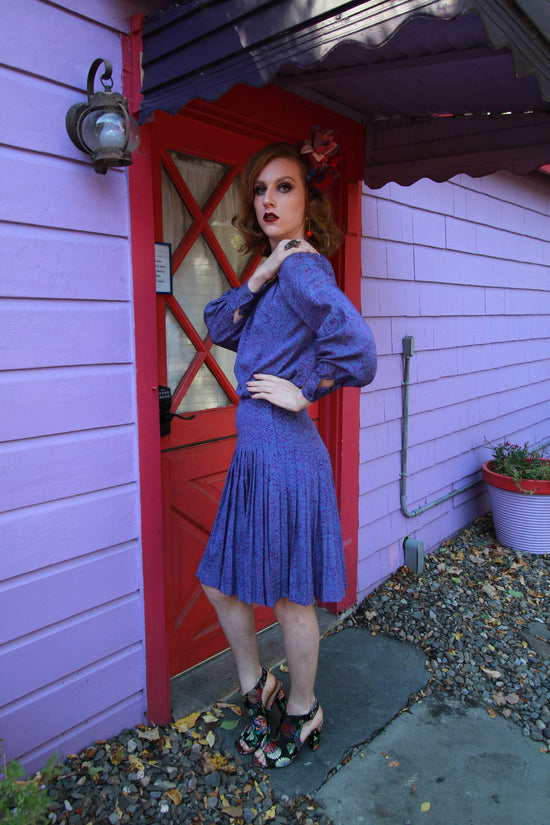 Rare Guy LaRoche Silk Blouse and Skirt Set, Size Small, Waist 26"