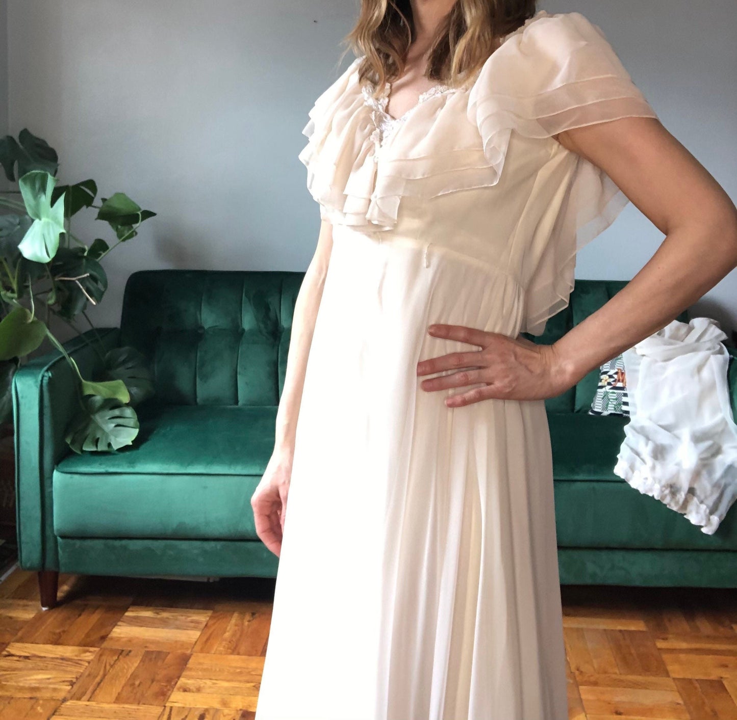 1970s  Cream Evening/Wedding Dress, Size XS