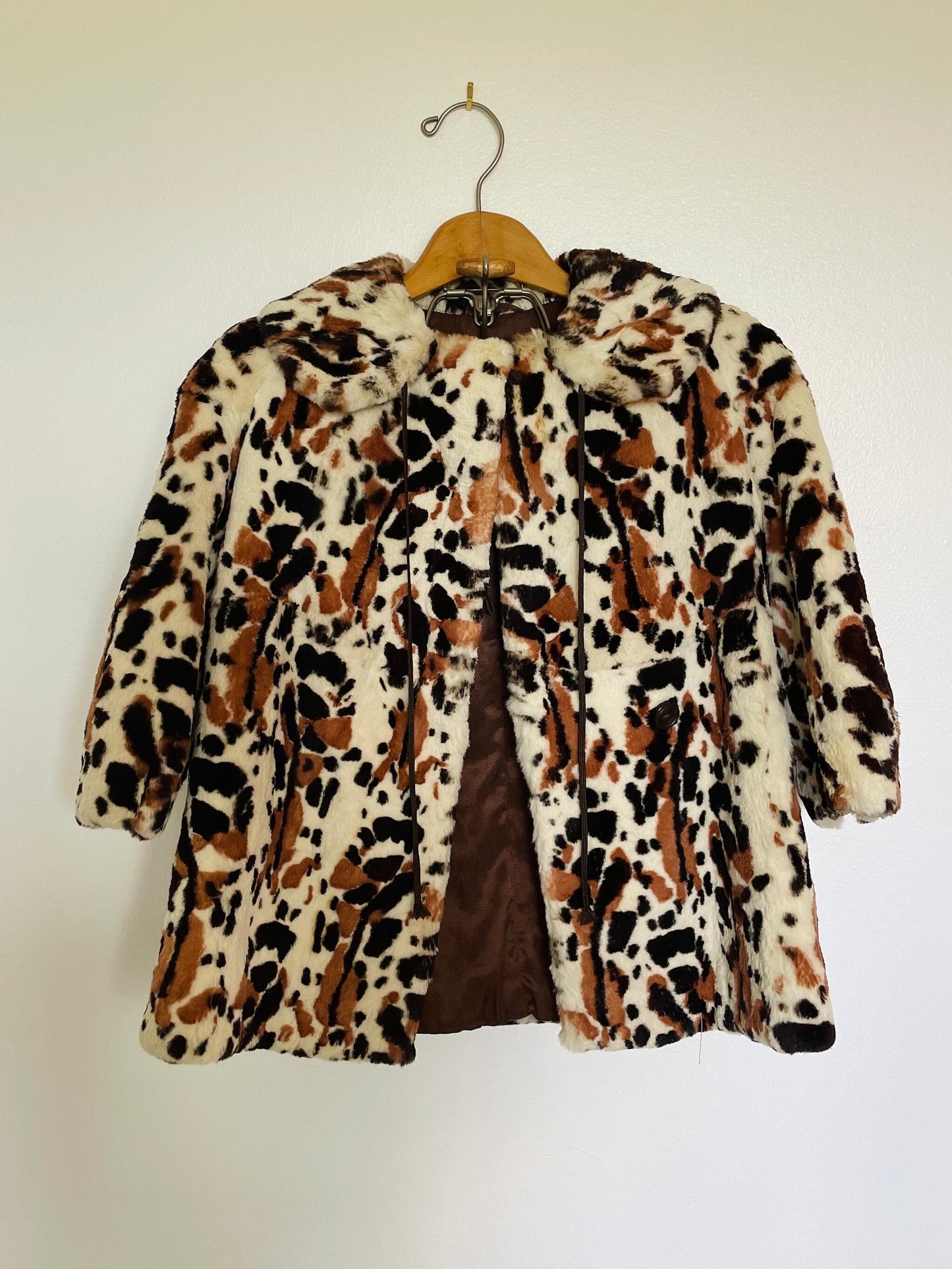 1960s Cheetah Print Pony Hair Children's Mod Coat