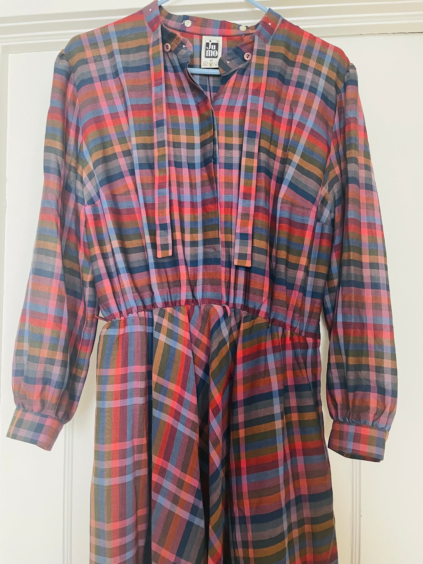 Ju Mo 70s Plaid Dress w Tie Front