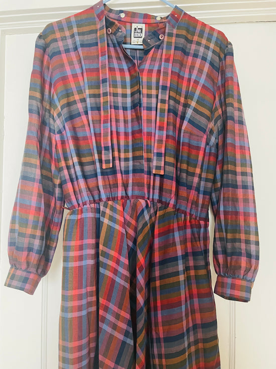 Ju Mo 70s Plaid Dress w Tie Front