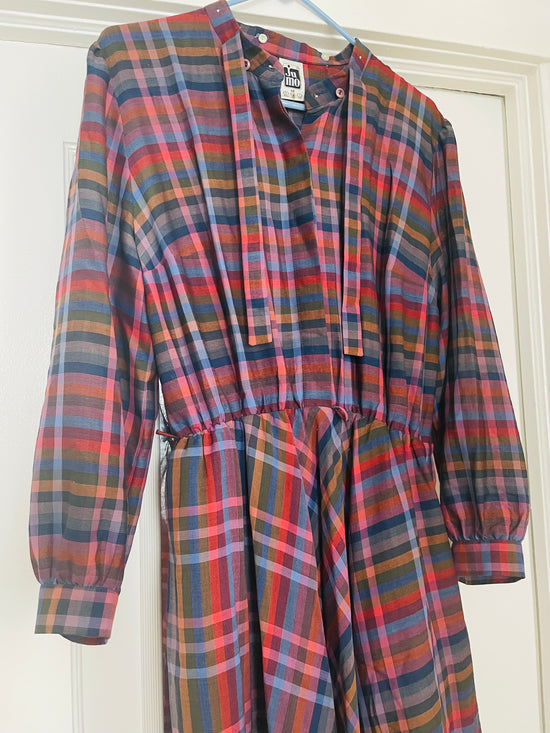 Ju Mo 70s Plaid Dress w Tie Front