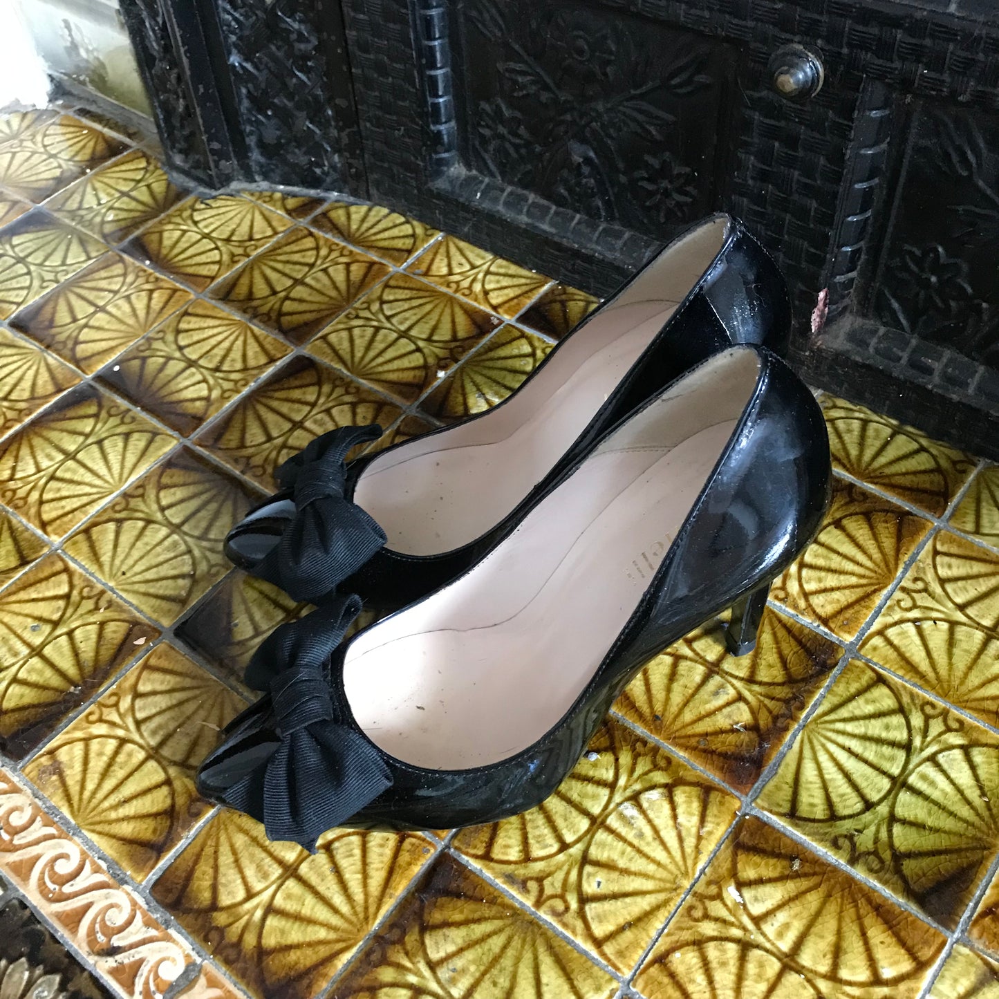 Black Minelli Patent Leather Heels, Size 8