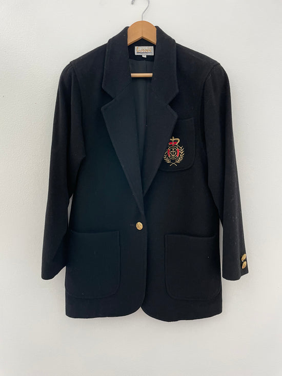 Lorovi Black Nautical Blazer, Size Medium