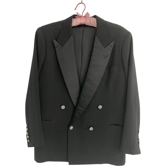 Load image into Gallery viewer, 70s Custom Made Black Tuxedo Set W Rhinestone Buttons
