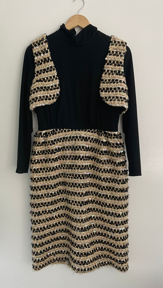 Fabulous 70s Black & Gold Party Dress
