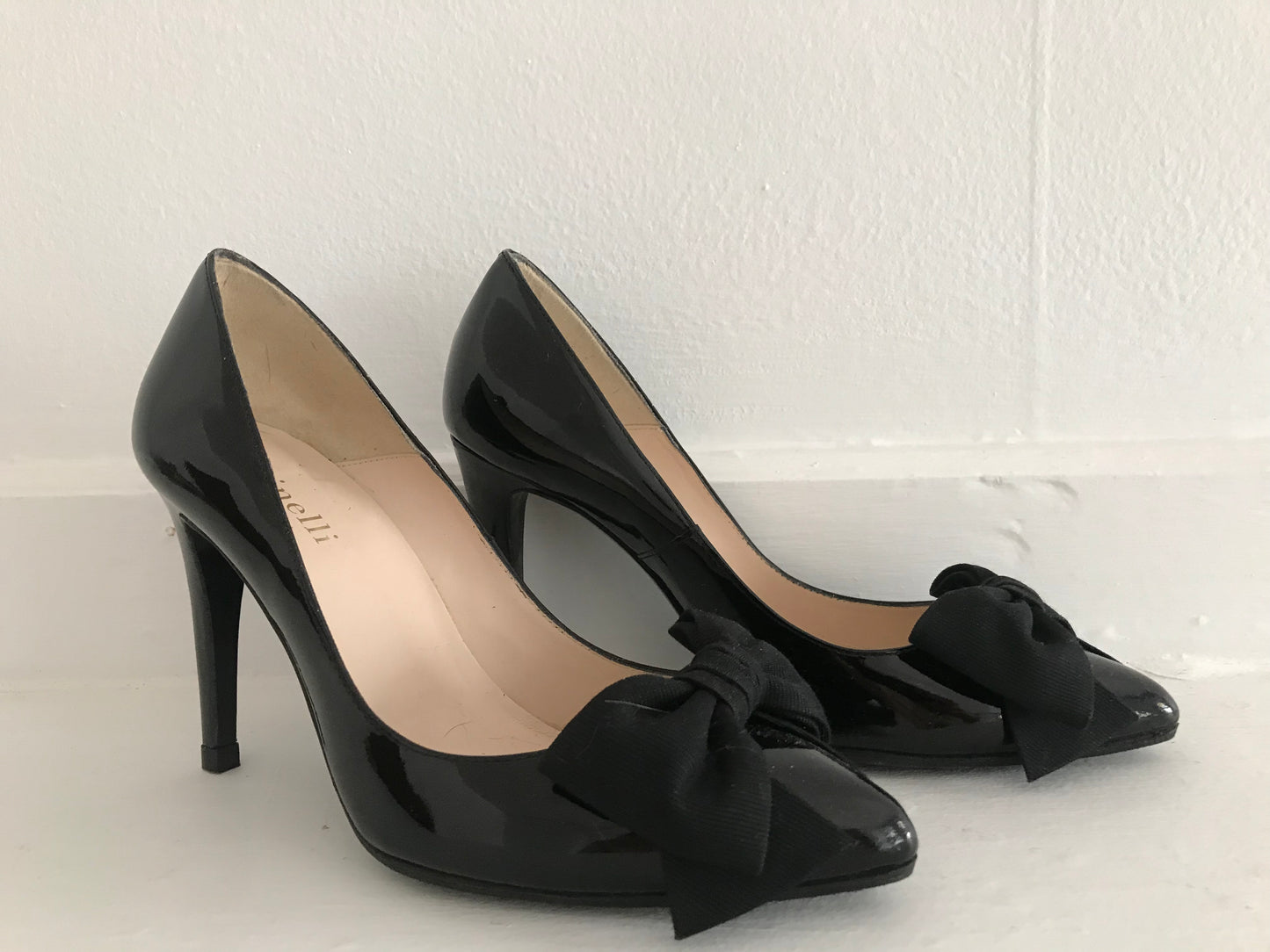 Black Minelli Patent Leather Heels, Size 8